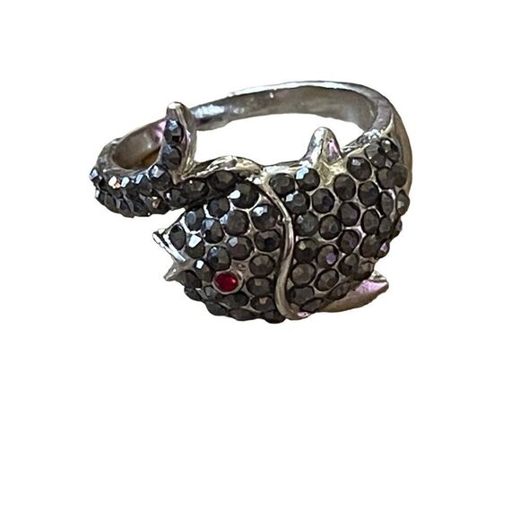 NWOT silver tone ring coi fish with marcasite like stones US size 6.5 - Picture 1 of 5